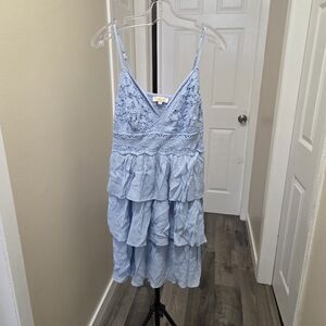 Rebellion Rayon Blend Light Blue Lace Dress